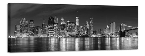 Nueva York Vista Nocturna De Manhattan Blanco Y Negro I...