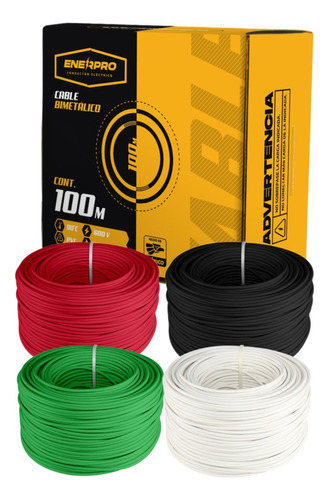 Combo 4 Rollos Cal. 10 Rojo Negro Blan Verde Cable Thw 100m