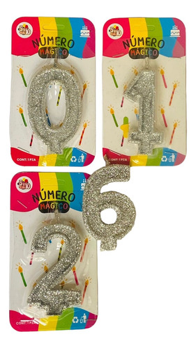 25 Vela De Número Para Pastel Diamantada Plata De Cumpleaños
