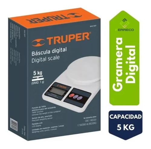 Báscula Digital Gramera 5k Pretul Capacidad máxima 5 g Color Blanco