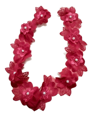 Aplique De Flor De Renda Bordada Patch Na Cor Vermelha