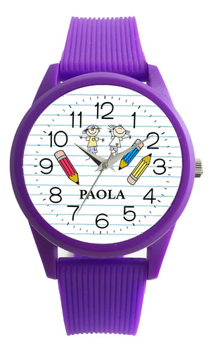 Reloj Maestra Personalizado Gran Regalo Colores Contra Agua