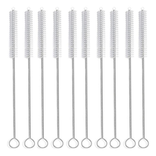 Cepillo Limpia Popote Reutilizable Acero Inoxidable 10pcs