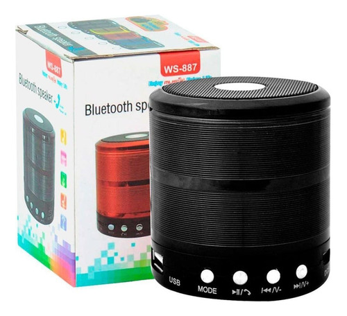 Mini Caixa De Som Bluetooth Portátil Speaker Ws-887 -preto
