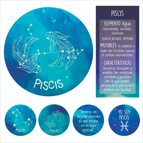 Piscis Signo Zodiaco Simbolos Constelaciones Vinilo 13 Uni