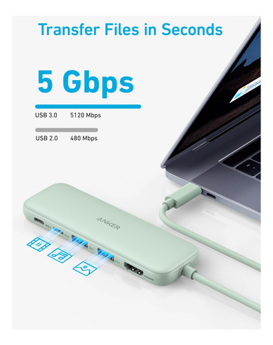 Hub Usb-c Anker 332 5 En 1 Con Pantalla Hdmi 4k Para Macbook