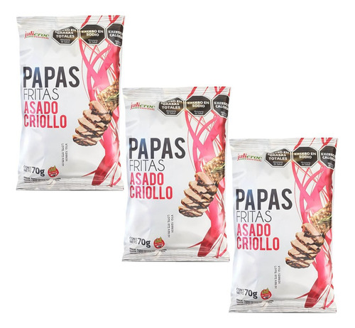 Papas Fritas Asado Criollo Sin Tacc Snack Julicroc 70g X3