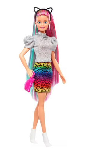 Muñeca Barbie Fashionista Peinado Arcoíris Animal Print 