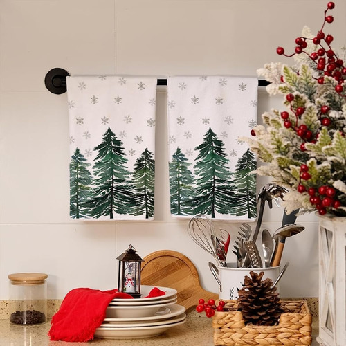 Juego 2 Toallas Cocina Navidad Copo De Nieve Arbol Navidad