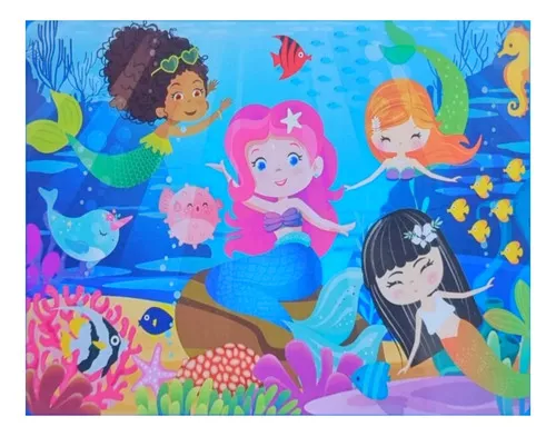 Quebra-cabeça Infantil Sereias Fundo Do Mar Meninas 60 Peças