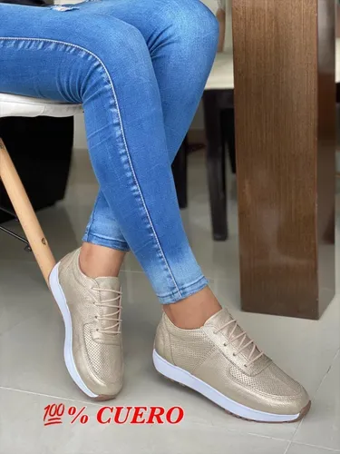 Tenis de cuero para mujer hot sale