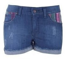 Wrangler  Short Clasico De Jean Elastizado Y Aguayo Bohemian