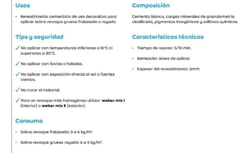 Imagen 4 de 6 de Weber Salpicret Color Arena 30 Kg Revestimiento Cementicio
