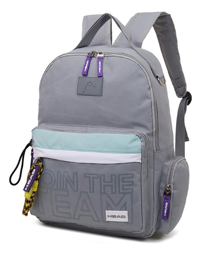 Mochila Con Bolsillo Portanotebook Y Llavero Head 22413 Color Gris Diseño De La Tela Liso
