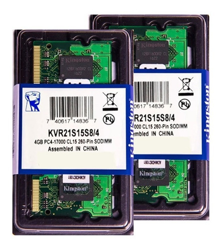 Memória Kingston Ddr4 4gb 2133 Mhz Notebook Kit C/ 02 Unid 