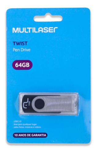Imagem 3 de 5 de 02 Pen Drive Twist 64gb Usb Multilaser - 2 Cartelas