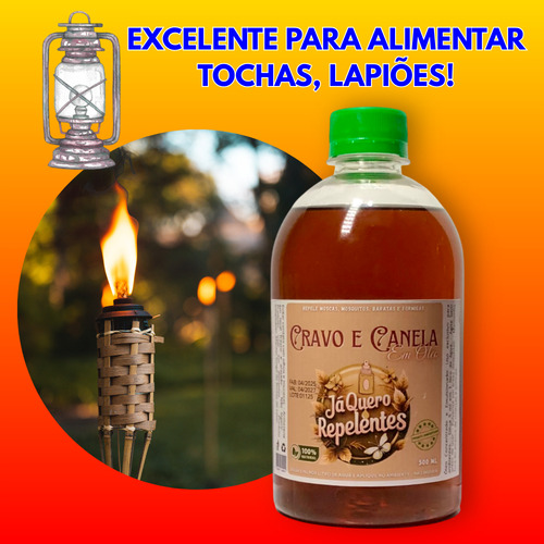 Óleo Cravo/canela Repelente Concentrado 1x500ml Rende 100 L