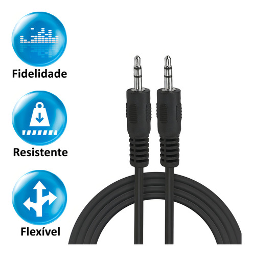 Cabo Auxiliar De Áudio P2 Stereo Computador Fone De Ouvido