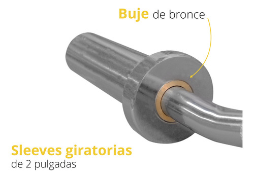 Barra Olímpicaz Sellada Cromada Buje Bronce 350lb 1.20mtayga Color Plateado