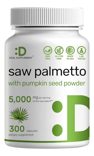 Deal Supplement Saw Palmetto 5000mg Extracto Palma Enana Semilla Calabaza Pumpkin Seed Powder Concentrado Prostata 