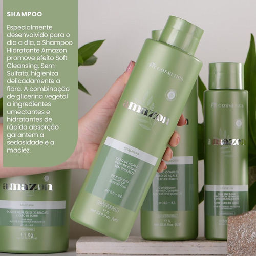 Shampoo Capilar Amazon Hidratação Açai Fit Cosméticos 1l