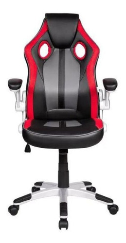 Cadeira Gamer Pelegrin Pel3009 Couro Pu Vermelha,preta/cinza
