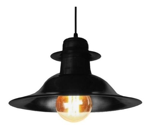 Lampara Colgante Sombrero Negro Vintage A/ Led Ferrolux