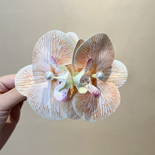 Zh 2 Pinzas For El Pelo Con Forma Flor Orquídea Y Perlas