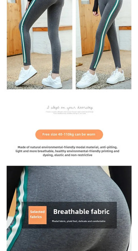 Leggins Modales A Rayas De Talla Grande Capa Base De Invier