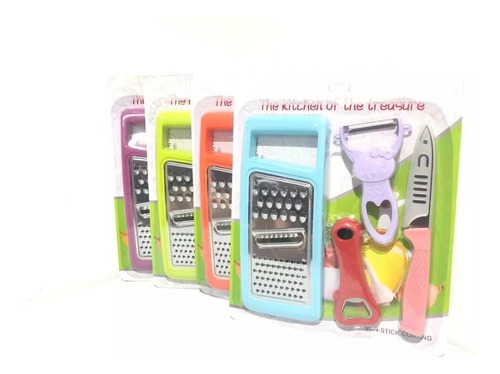 Kit Rallador + Pelador + Cuchillo + Abre Botellas 4 En 1