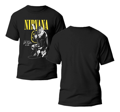 Playera Negra Estampado Rock Clasico Nirvana 100% Algodón 10