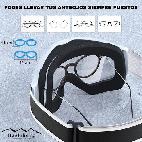Antiparras Ski Snow Hasliberg Frost Antiempaño Uv400 Estuche Lente Vlt 14 Silver Mirrored Armazón Negro