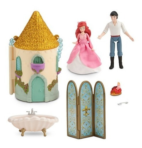 Set Castillo X 6 Princesa Ariel Sirenita (9 Cm) Disney A0778