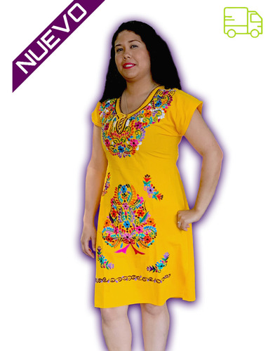 Vestido Elegante Artesanal Quimono Mexicano Casual