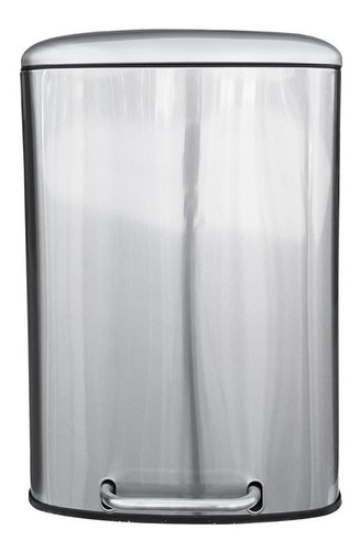 Bote De Basura Acero Inoxidable 50l Con Pedal Y Tapa Color Gris