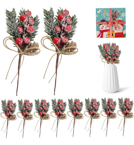 10 Piezas De Adornos Navideños De Bayas De Pino,conos De