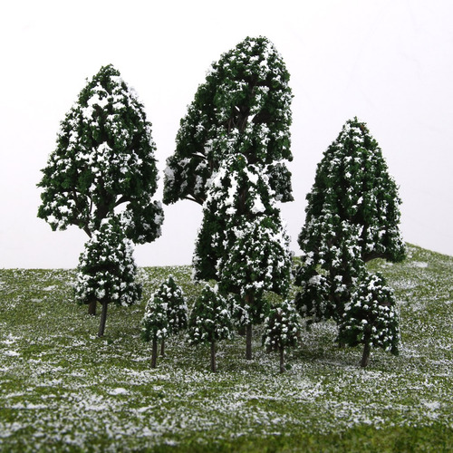 Imagen 5 de 12 de 32x Mini Modelos De Árbol De Nieve Color Verde Escala 1: