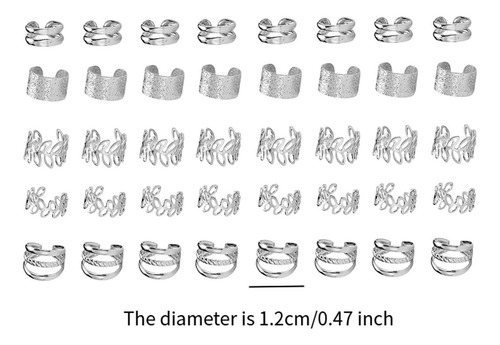 40x Cuentas Para, Anillos Trenzados Para El Plateado