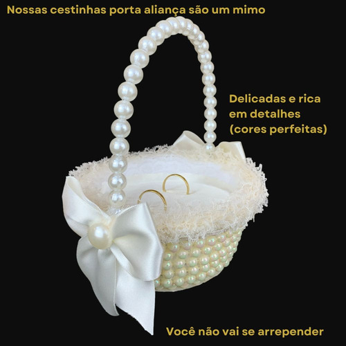 Cestinha Porta Alianças Dama De Honra Cor Champagne