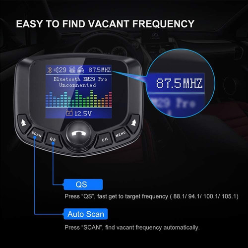Nulaxy Bluetooth Fm Transmitter For Car, Auto Search Fm B...