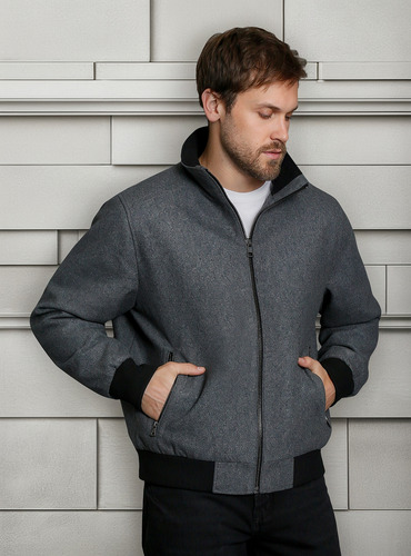Chaqueta Wool Bomber Gris Calvin Klein