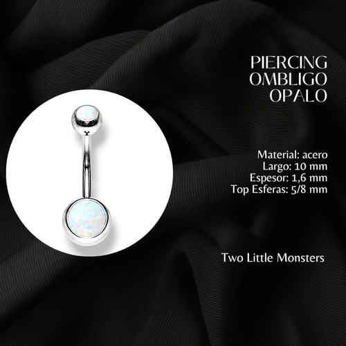 Piercing Ombligo Opalo 316l Rosca Externa 4mm 10mm. Blanco Opalo