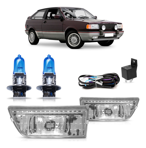 Kit Farol Milha Gol Quadrado 1987 1988 A 1995 + Super Branca