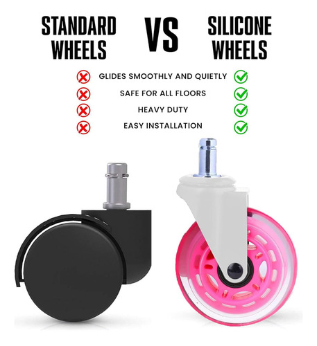 Ruedas Para Silla De Oficina Juego De 5 Color Rosa Silencios