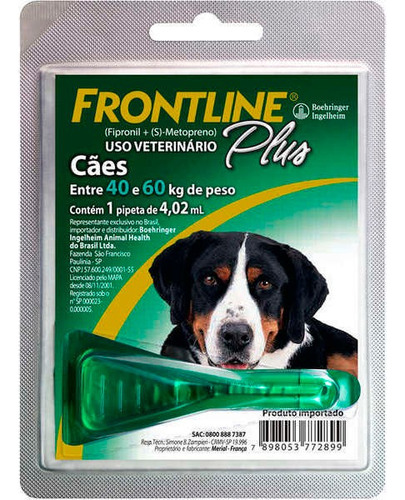 Antipulgas E Carrapatos Frontline Plus Cães Entre 40 E 60 Kg