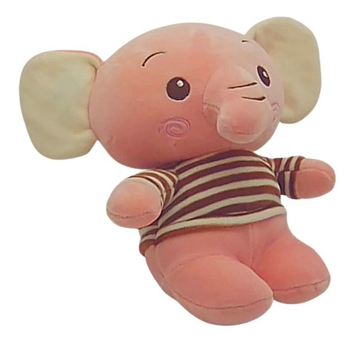 Peluche Elefante Bebé Rosa Dumbo Sweater Rayas Café Blanco  