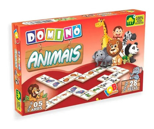 Jogo Domino Animais 28 Pecas +5 Anos Iob