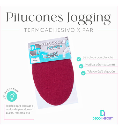 Pitucones Jogging Termoadhesivo Marca Dt Art 11226 Por Par