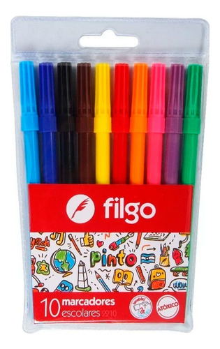 Marcadores Fibras Filgo Colores Dibujo X 10 Colegio 2210