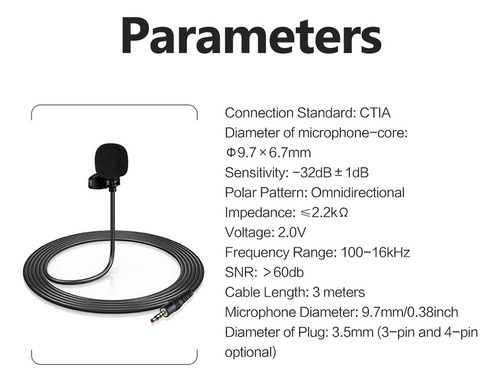 Mini Micrófono Con Clip Con Conector De 3,5 Mm For Transmit